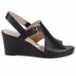 Cole Haan Philomina Grand Leather Wedge Black Size 8.5 NWOT